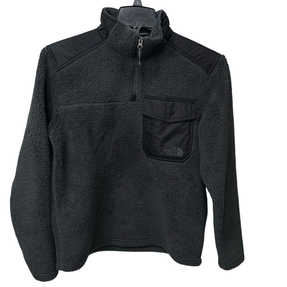 Men's THE NORTH FACE Groveland Sherpa Dark Gray Pile 1/4 Zip Pullover Size S